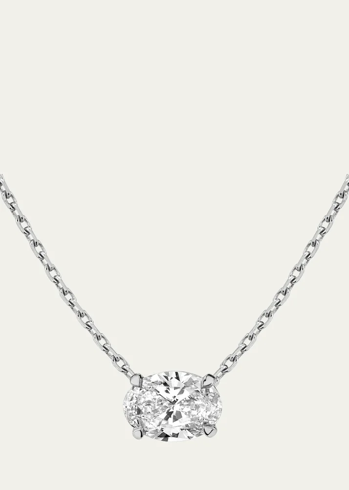 Oval-Cut Solitaire Lab Grown Diamond Necklace, 1.0tcw
