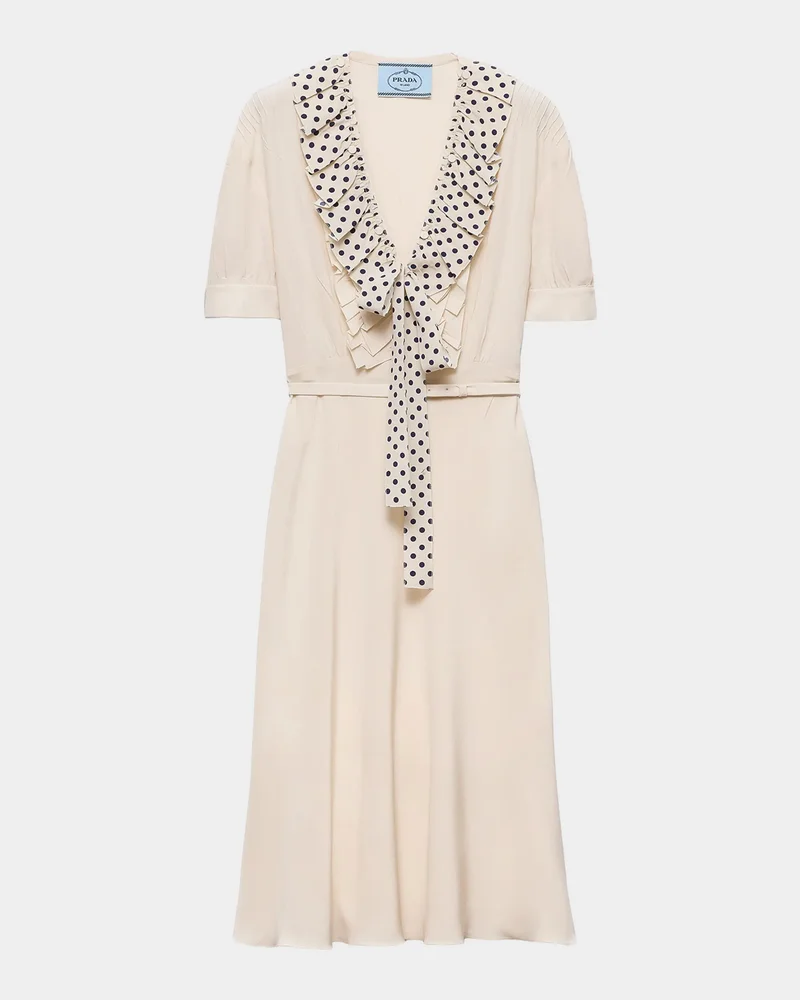 Embroidered Silk Marocain Midi Dress