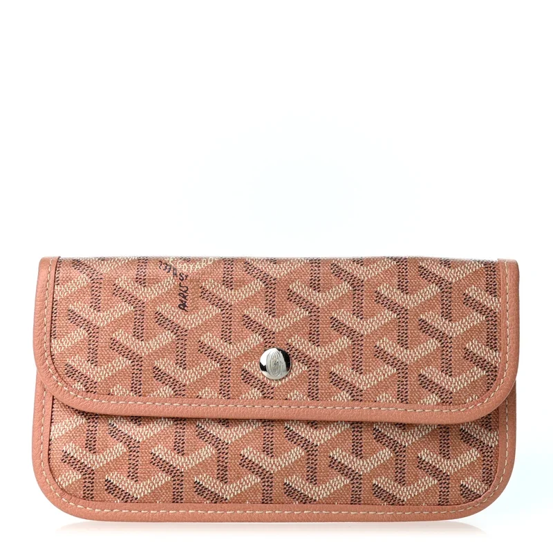 Iridescent Goyardine Pouch, Pearly Coral