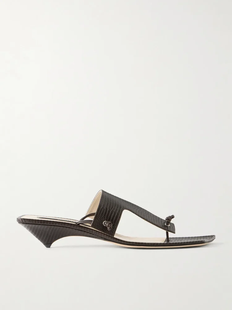 Edge T-Strap 35 lizard-effect leather sandals