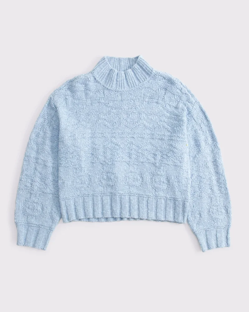 Easy Jacquard Funnel Neck Sweater