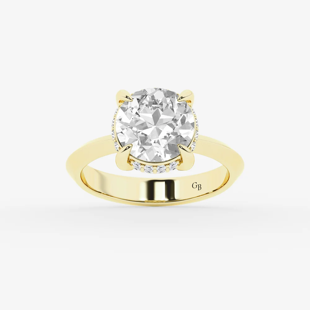 Amina 3 1/3 ctw Old European Cut Lab Grown Diamond Vintage Double Row Hidden Halo Engagement Ring 14K Yellow Gold