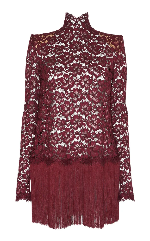 Fringed Lace Mini Dress