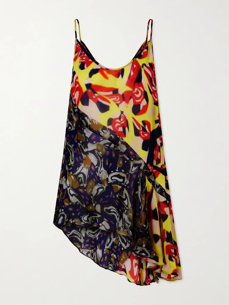 ruffled printed asymmetric georgette camisole