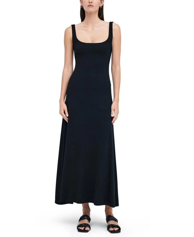 Margot Square-Neck Fitted A-Line Jersey Midi Dress