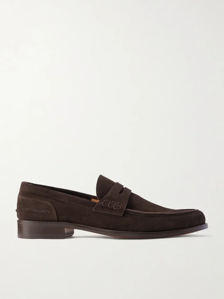 Split-Toe Suede Penny Loafers