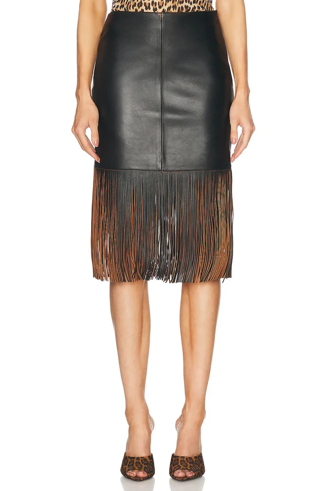 Fringe Leather Skirt
