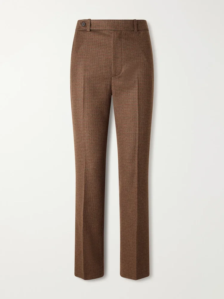 houndstooth cotton blend straight leg pants