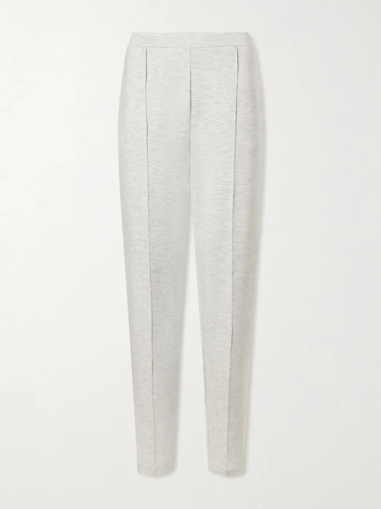 Slim Pintuck stretch-jersey track pants