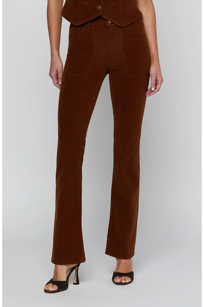Saffia High Waist Slim Straight Corduroy Pants