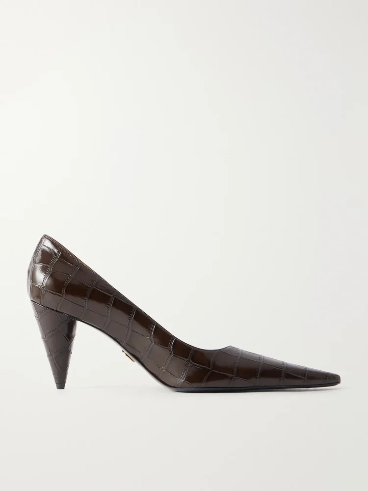 Pump 80 croc-effect vegetarian material pumps