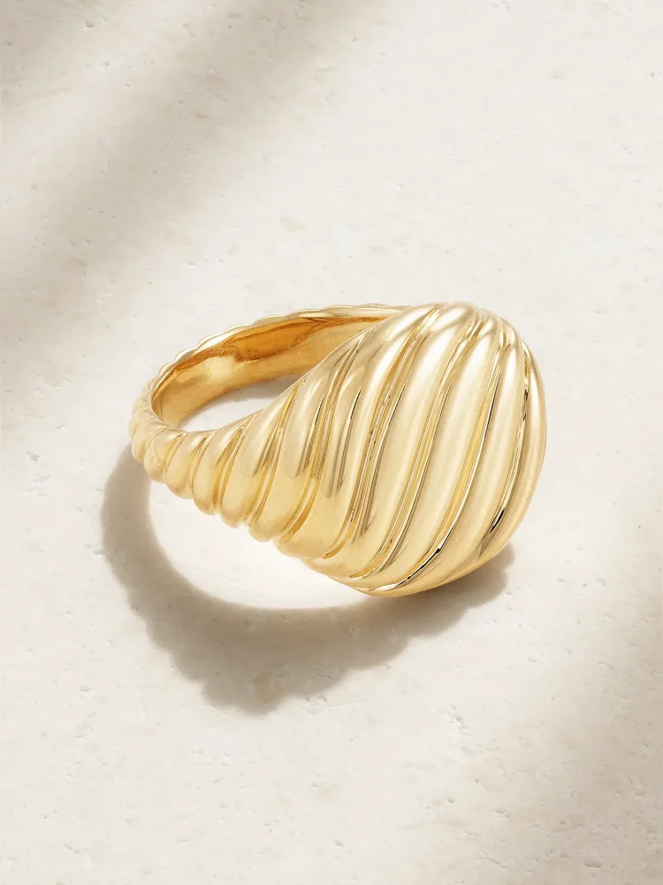 Cable 18-karat gold signet ring