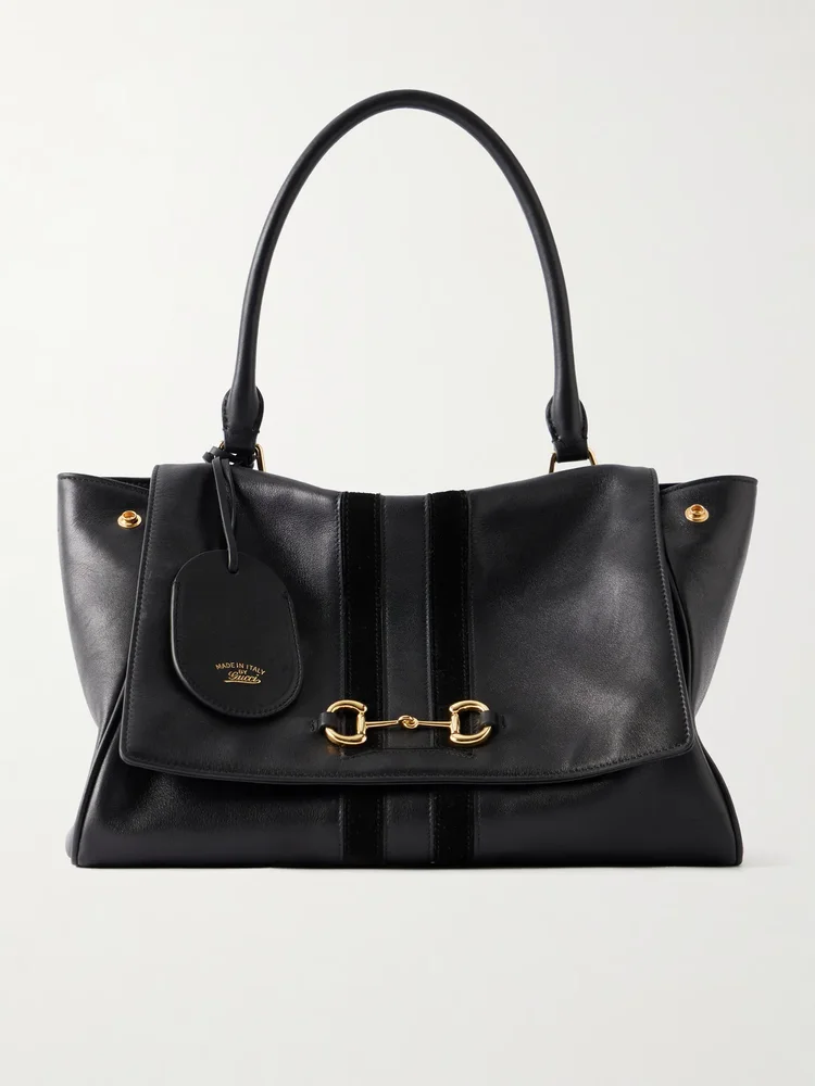 Paparazzo Medium suede-trimmed leather shoulder bag