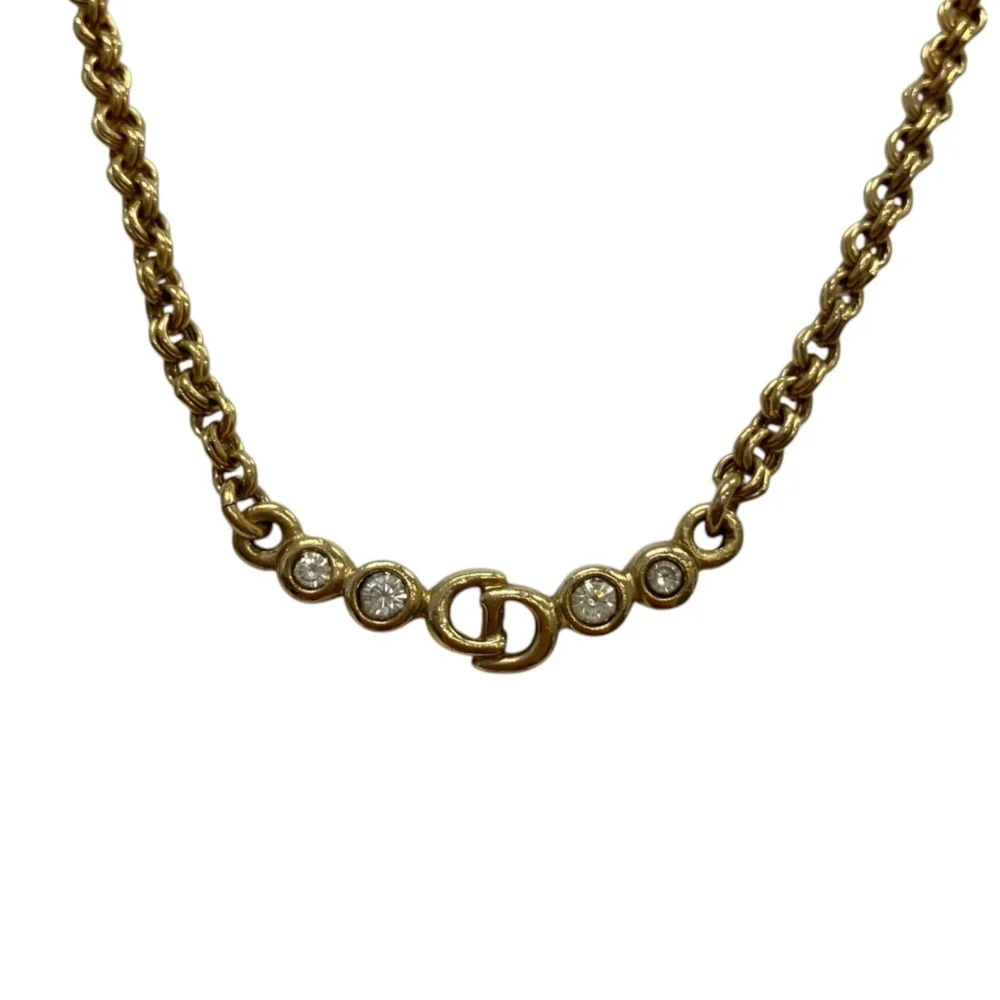 Pre-Owned Vintage Pendant Necklace Gold With Rhinestone
