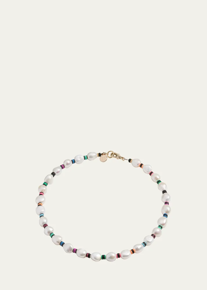 Francis Necklace with Freshwater Pearls and Heishi Beads