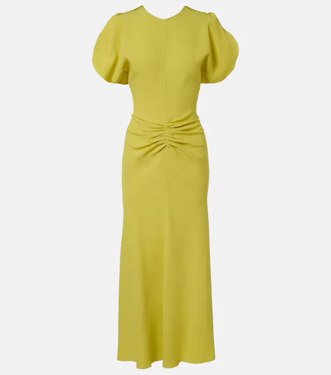 Bela gathered crêpe satin midi dress