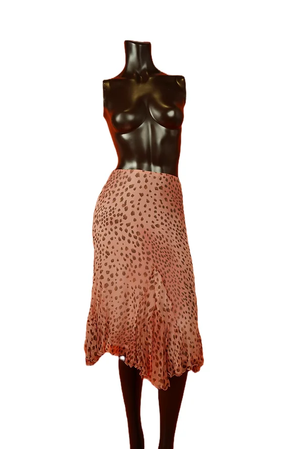 Dana Buchman Petite Pink Cheetah Silk Skirt