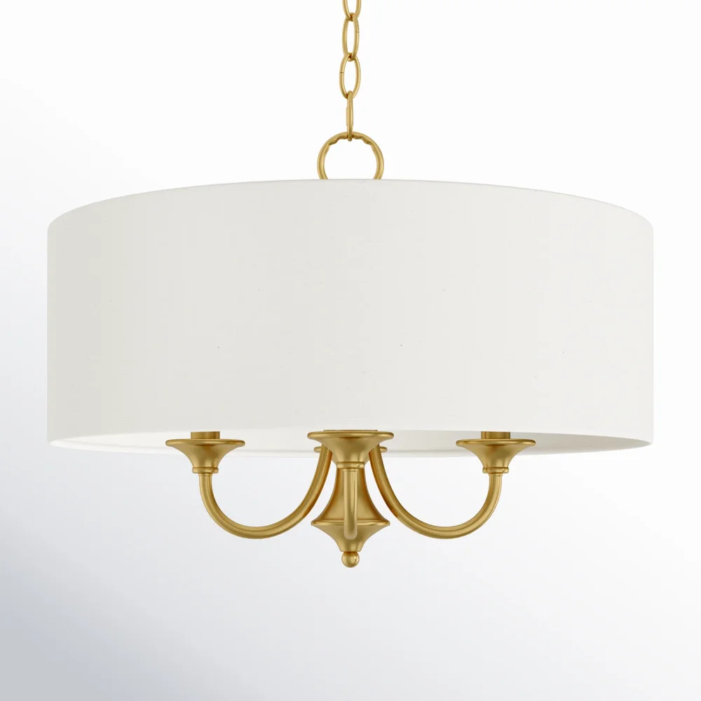Juna 4-Light Dimmable Steel Drum Pendant with Linen Shade