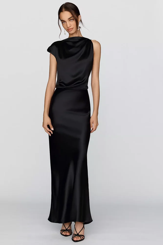 Satin Cowl Maxi Dress