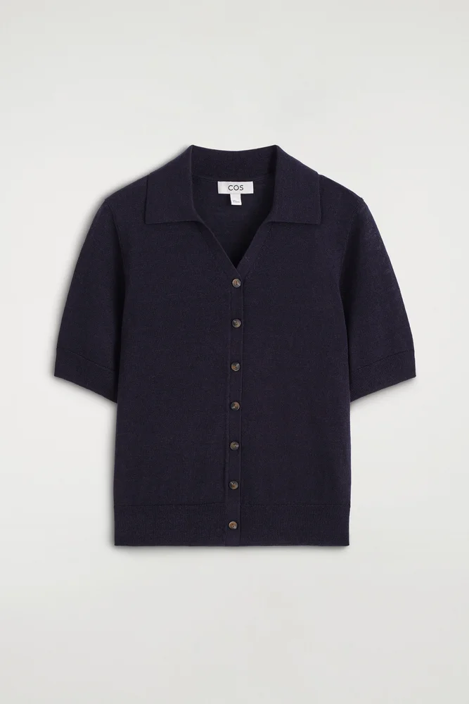 Knitted Linen-merino Short-sleeved Shirt