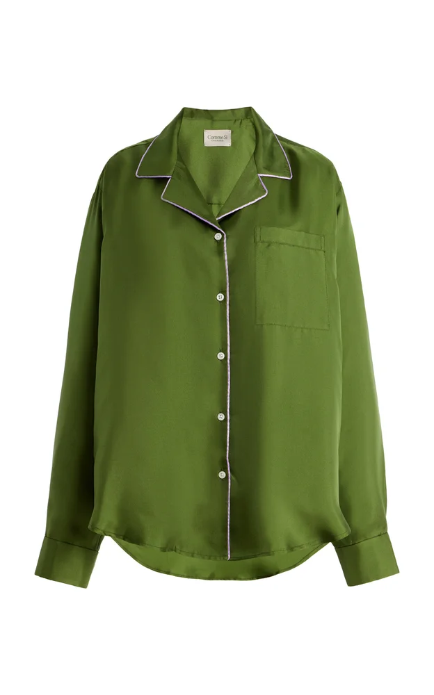 Notched Collar Silk Shirt