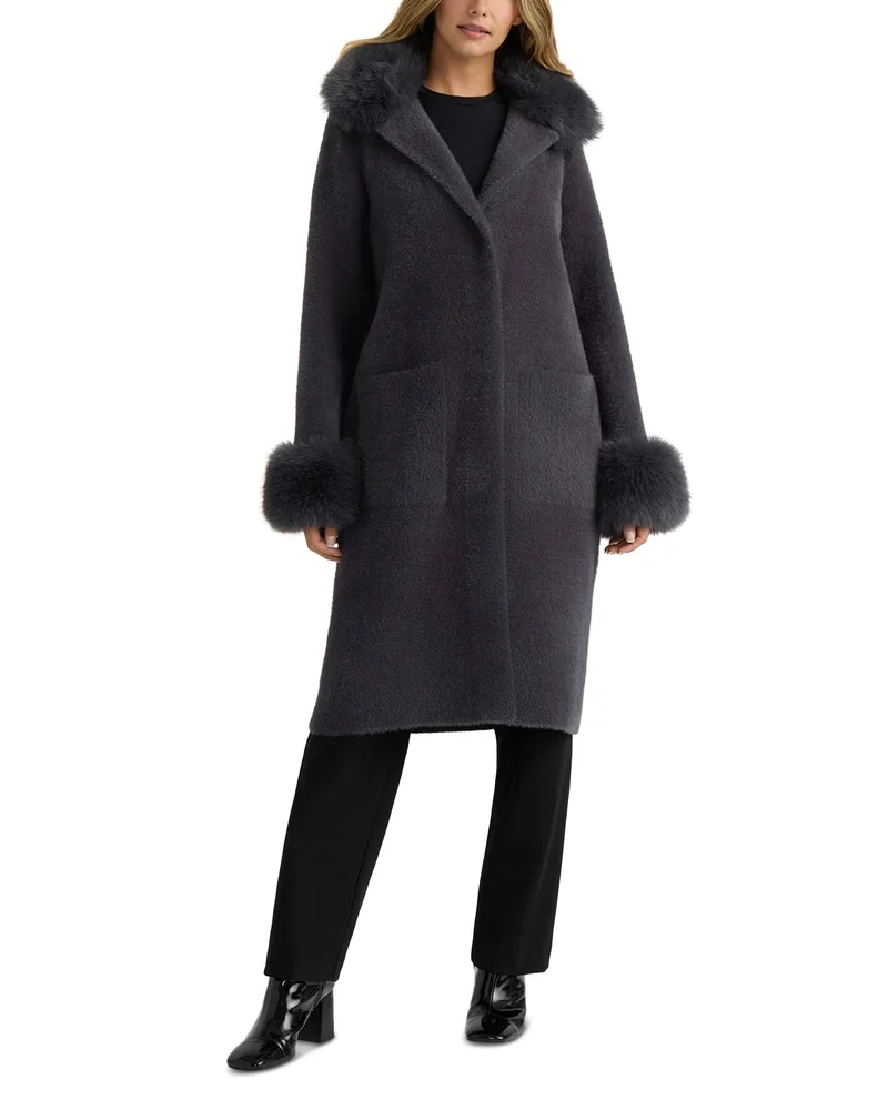 Removable Faux Fur Longline Coatigan