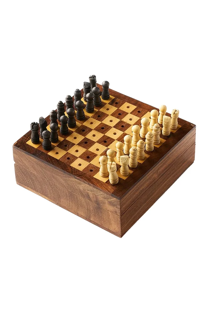 Travel Chess Game, Handcrafted Wood Pegs