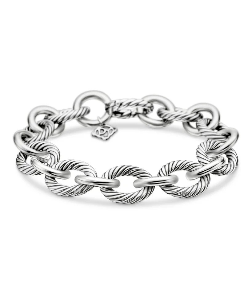 Oval Link Chain Bracelet in Sterling Silver, 12mm