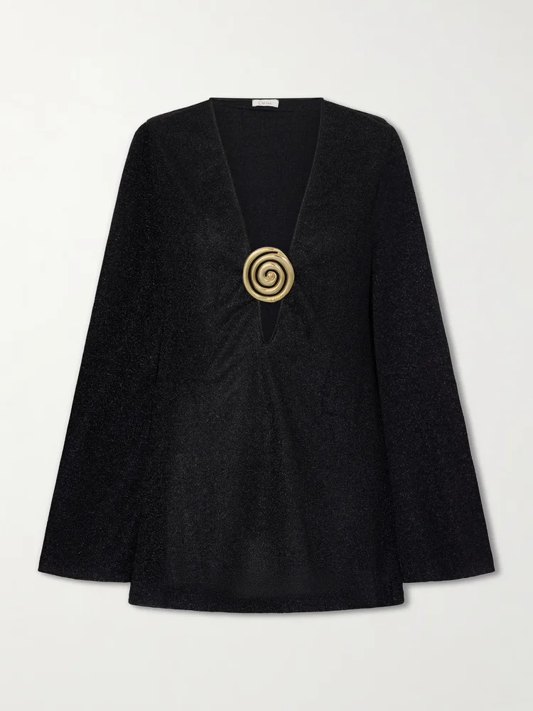 Lumiere spiral embellished Lurex coverup