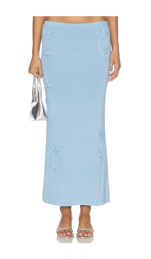 Kaidyn Flower Embroidered Midi Skirt