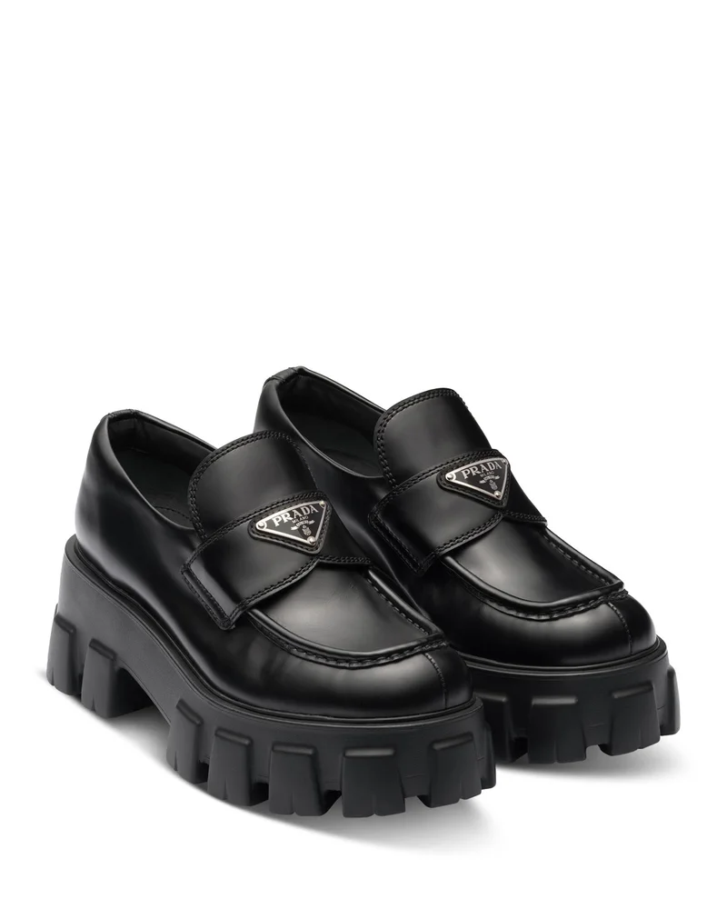Brushed Leather Monolith Loafers