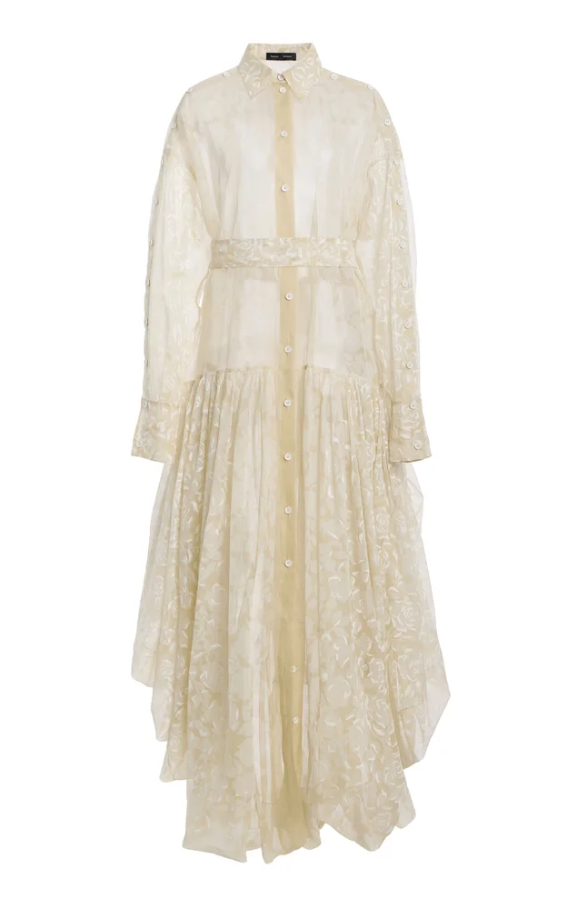 Edessa Rose-Printed Silk Organza Coat