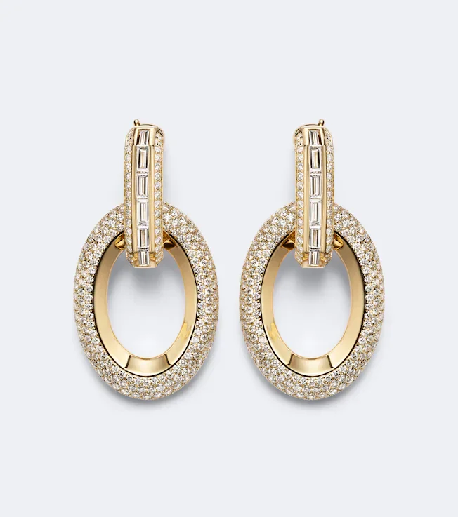 Groove 18kt gold drop earrings with diamonds