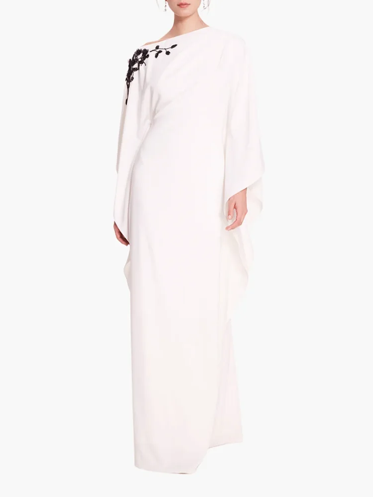 Embroidered Draped Kaftan Gown