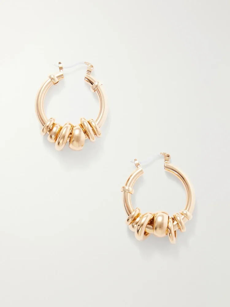 Radda gold-toned bead-embellished hoop earrings