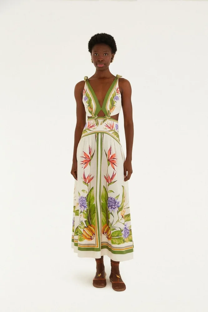 sand tropical scarf maxi dress