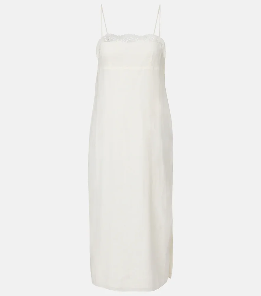 Darya embroidered linen and cotton midi dress
