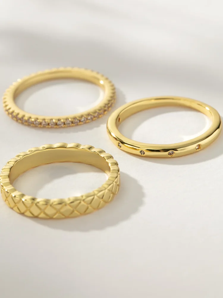 Glamour Girl Ring Stack, Set of 3