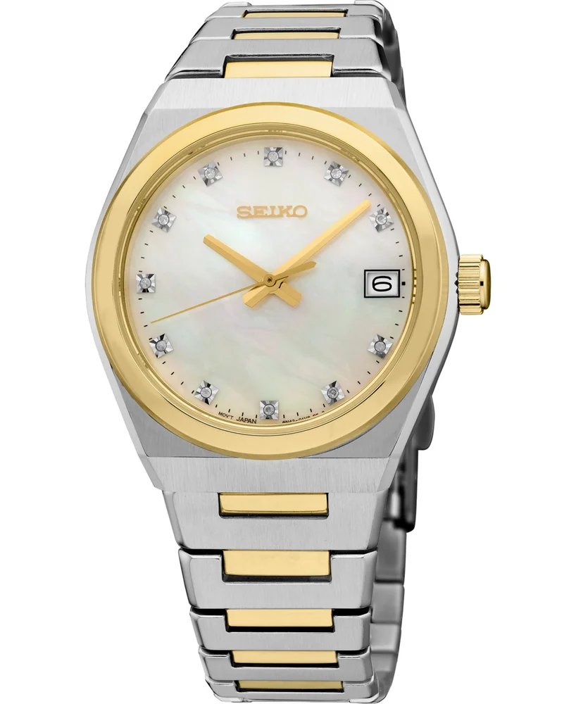 Diamonds Quartz Silver Stainless Steel Watch, 34mm