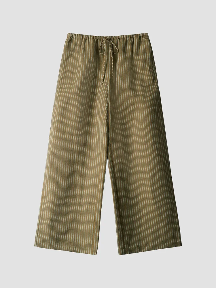 STAUD STAUD Mateo Striped Linen Wide-Leg Pants
