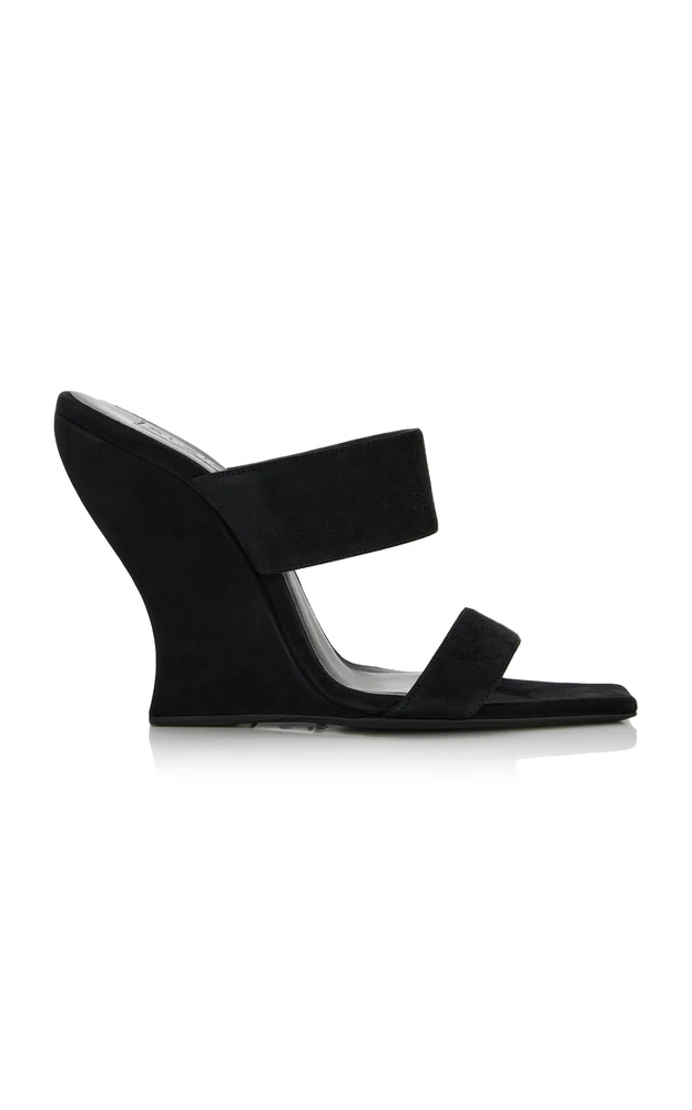 Suede Wedge Mules