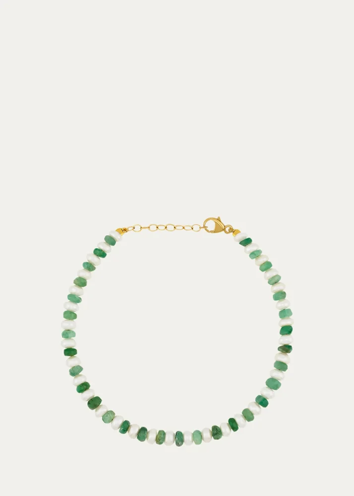 Ocean Connection 14K Emerald and Pearl Bracelet