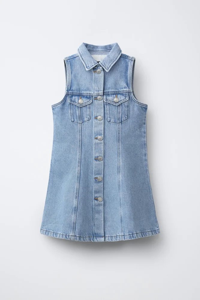 Button-Front Denim Dress