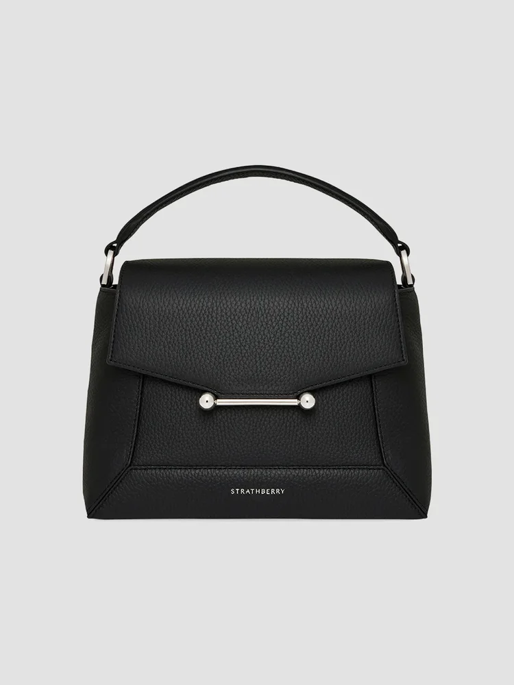 Mosaic Grain Leather Top Handle Bag