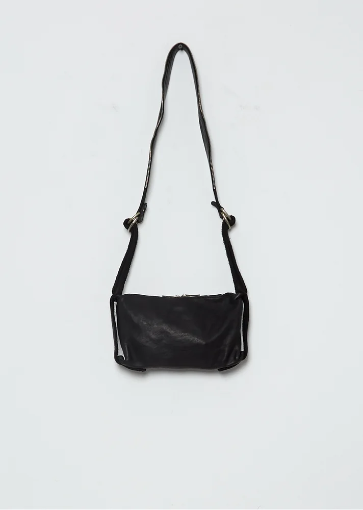 Leather Crossbody Bag, Small - Black