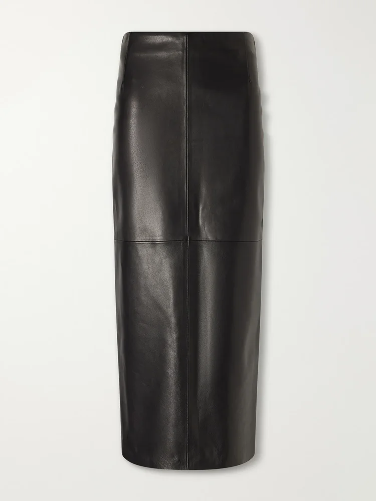Selly paneled leather maxi skirt