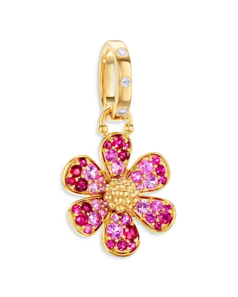 18K Yellow Gold Multi-Gemstone & Diamond Flower Power Pendant