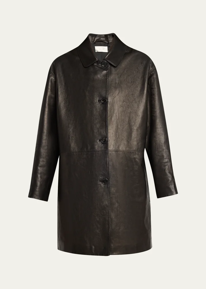 Donata Leather Single-Breasted Coat