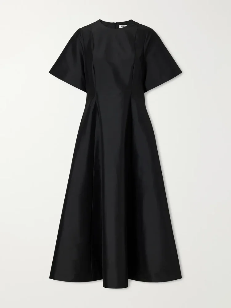 Madeline paneled taffeta midi dress