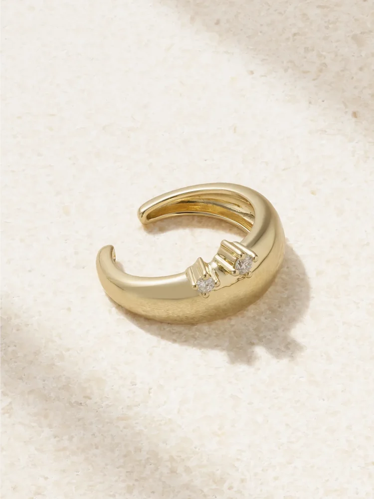14-karat gold diamond single ear cuff
